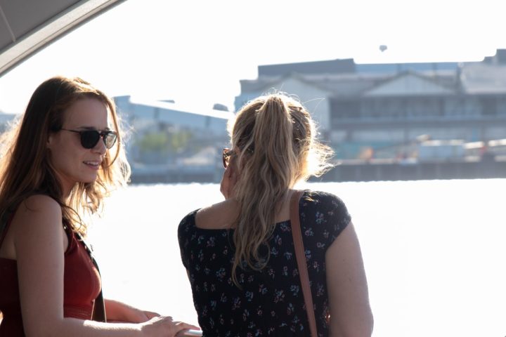 a woman looking at the camera