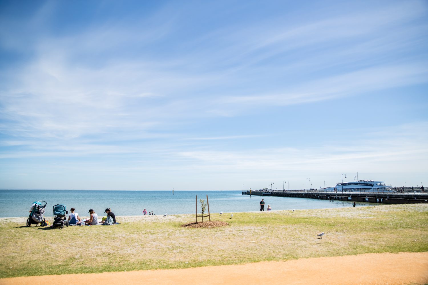 PFF-6 a group of people on a beach near a body of water