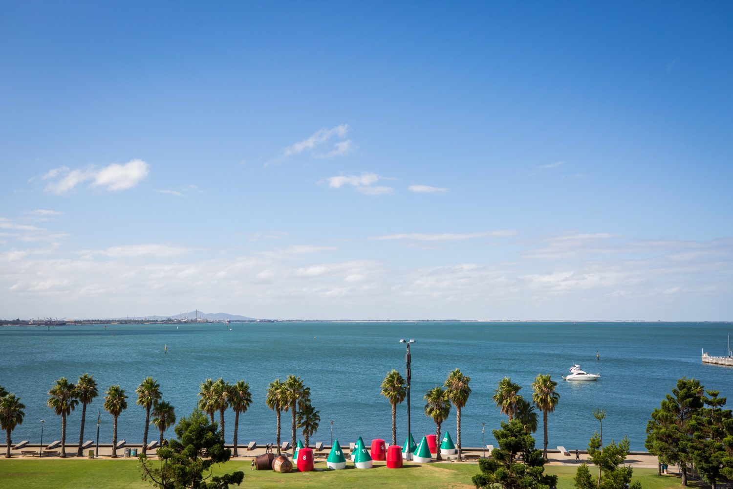 a group of people in a large body of water