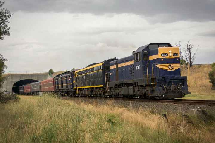 a large long train on a track
