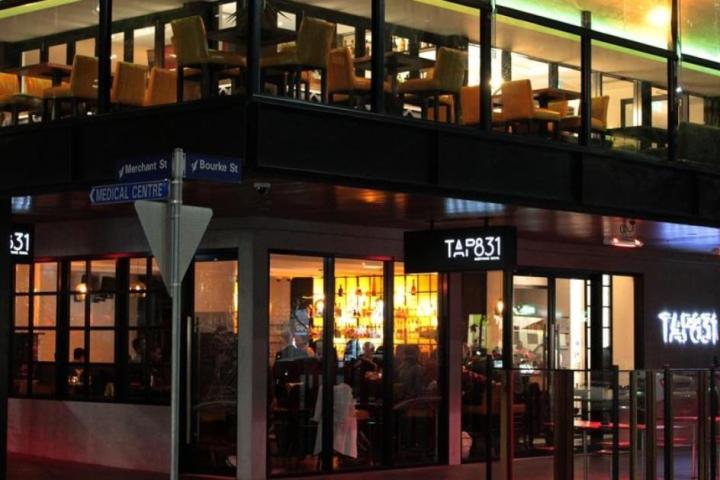 a store front at night