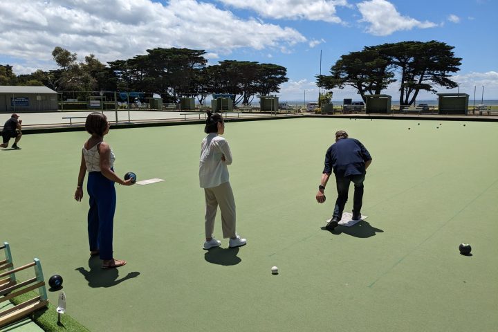 a group of people in a park