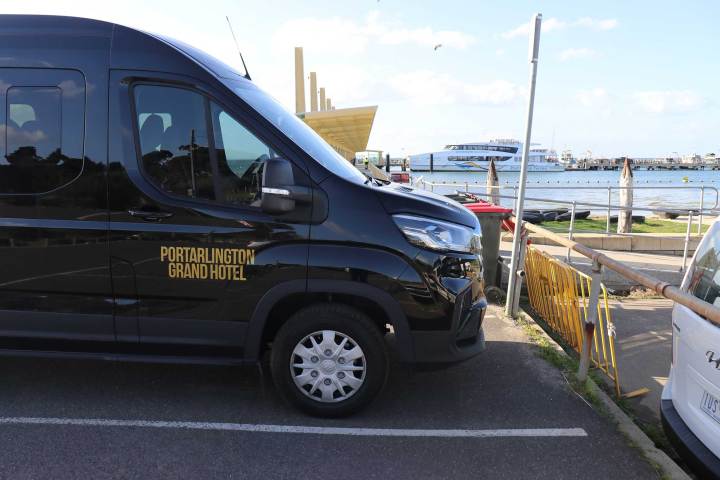 a truck is parked on the side of a road