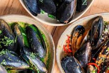 a close up of many different types of food