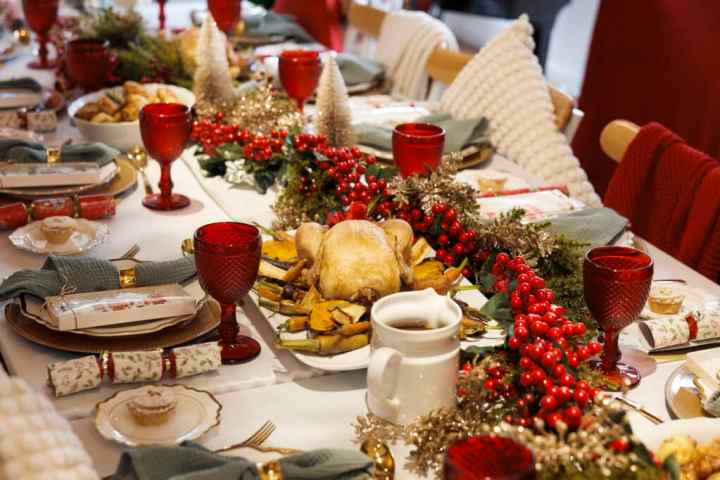 a table topped with plates of food on a plate